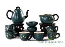 Набор посуды для чайной церемонии 9 предметов # 23084 керамика : пиала 6 штук по 56 мл сито гундаобэй 308 мл чайник 220 мл