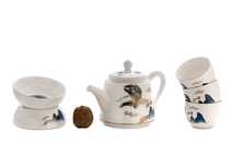 Набор посуды для чайной церемонии из 9 предметов # 41468 фарфор: чайник 245 мл гундаобэй 170 мл сито 6 пиал по 40 мл