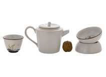 Набор посуды для чайной церемонии из 9 предметов # 41470 фарфор: Чайник 245 мл гундаобэй 170 мл сито 6 пиал по 40 мл