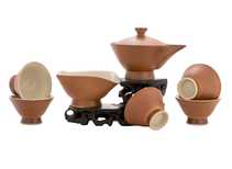 Набор посуды для чайной церемонии из 7 предметов винтаж Япония # 42846 керамика: пять пиал по 40 мл гундаобэй 119 мл гайвань хохин 117 мл